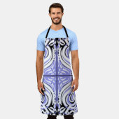 Lila Schwarz-weißes Curry-Abstraktes Muster Schürze (Getragen)