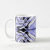 Lila Schwarz-weißes Curvy Abstraktes Muster Kaffeetasse (Links)