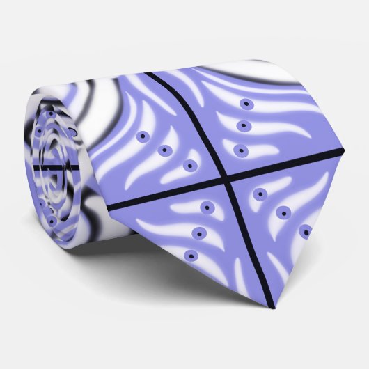 Lila Schwarz-weißes Curvy Abstraktes Muster Krawatte (Gerollt)