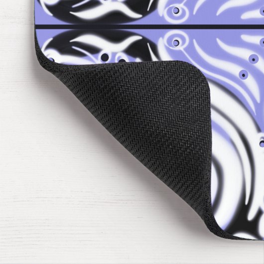 Lila Schwarz-weißes Curvy Abstraktes Muster Mousepad (Ecke)