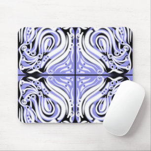 Lila Schwarz-weißes Curvy Abstraktes Muster Mousepad