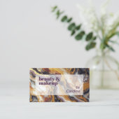 Lila Schwarz-weißes Goldmarmormuster Visitenkarte (Stehend Vorderseite)