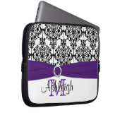 Lila Schwarz-weißes mit IMITAT Band-Laptop-Hülse Laptopschutzhülle (Vorne Rechts)