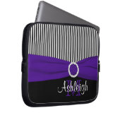 Lila Schwarz-weißes mit IMITAT Band-Laptop-Hülse Laptopschutzhülle (Vorne Rechts)