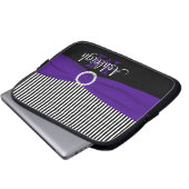 Lila Schwarz-weißes mit IMITAT Band-Laptop-Hülse Laptopschutzhülle (Vorne Knopf)