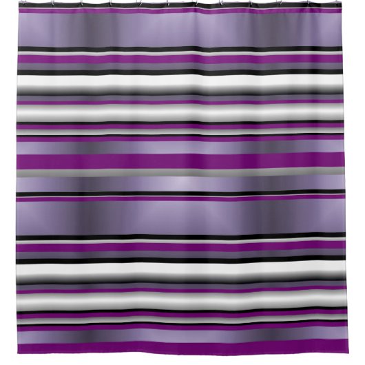 Lila, Schwarz-weißes Muster Duschvorhang (Vorderseite)
