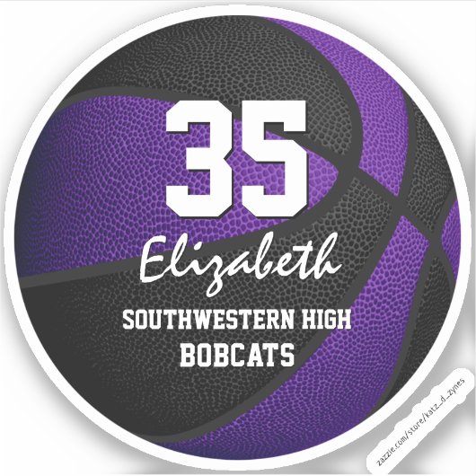 Lila schwarze Basketball-Mannschaft - Mädchen Aufkleber (Vorderseite)