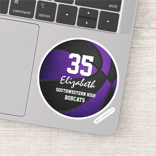 Lila schwarze Basketball-Mannschaft - Mädchen Aufkleber (Detail)