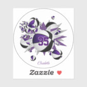 lila schwarze Basketball-Stars Mädchen-Nummer Aufkleber (Blatt)