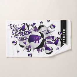 lila schwarze Basketball-Stars mit Monogramm Handtuch