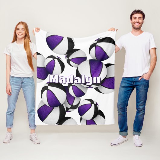 lila schwarze Basketballmannschaft farbenfrohe Spo Fleecedecke (Beispiel)