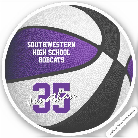 Lila schwarze Basketballmannschaft färbt Geschenke Aufkleber (Vorderseite)