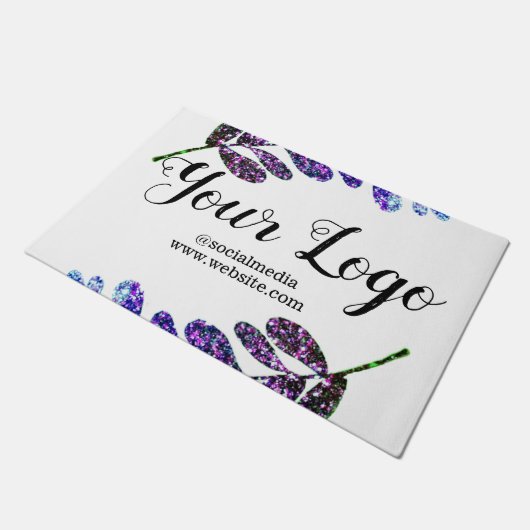 lila  schwarze Blätter fügen Logo hinzu Fußmatte (Schrägansicht)