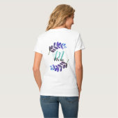 lila schwarze Blätter in einfachem Blau T-Shirt (Rückseite Vollansicht)