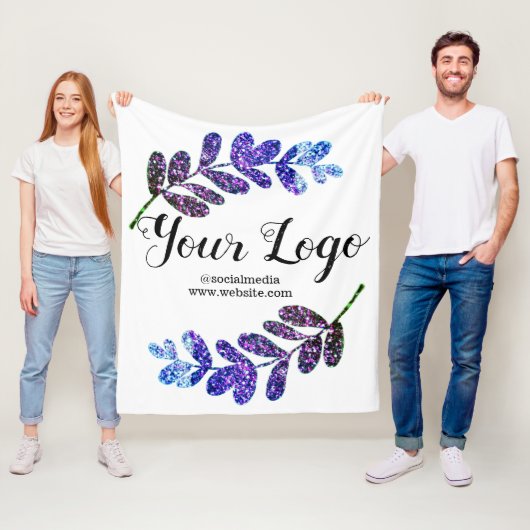 lila schwarze Blätter mit Logo Fleecedecke (Beispiel)