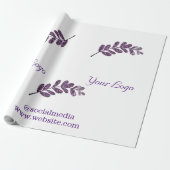 lila  schwarze Blätter mit Logo Geschenkpapier (Ungerollt)