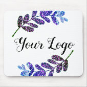 lila  schwarze Blätter mit Logo Mousepad (Vorne)