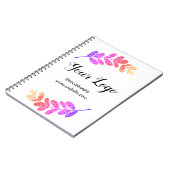 lila schwarze Blätter mit Logo Notizblock (Linke Seite)