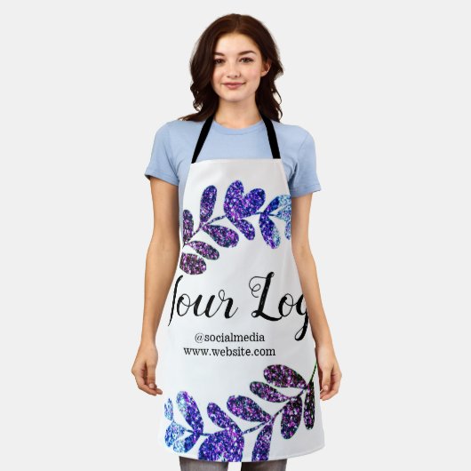 lila  schwarze Blätter mit Logo Schürze (Getragen)