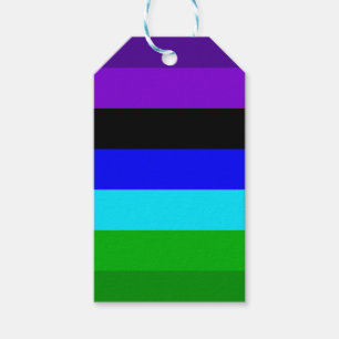 Lila, schwarze, blaue und grüne Streifen Geschenkanhänger
