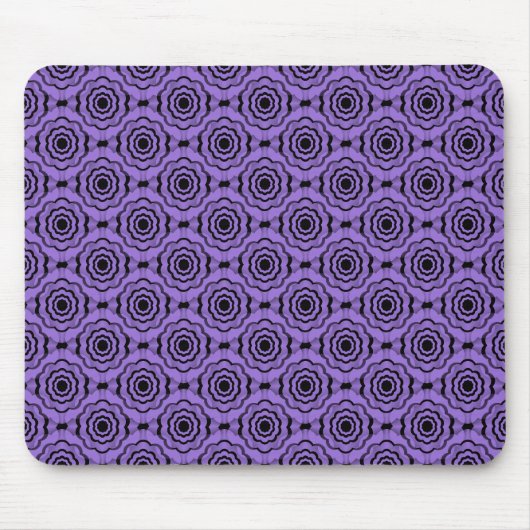 Lila Schwarze Blume Nahtloses Muster Mousepad (Vorne)