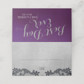 Lila schwarze Blütensitze und Silbersitze Platzkarte (Außenseite Aufgefaltet)