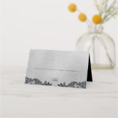 Lila schwarze Blütensitze und Silbersitze Platzkarte (Vorderseite)