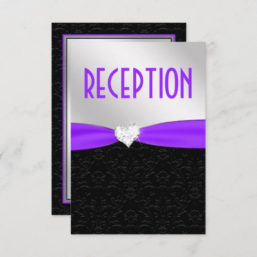 Lila schwarze Damaske Diamant Empfang-Karte Begleitkarte (Vorne/Hinten)