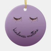 Lila Schwarze Eyelashes Keramik Ornament (Vorne)