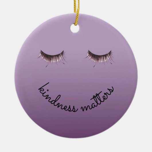 Lila Schwarze Eyelashes Keramik Ornament (Vorne)