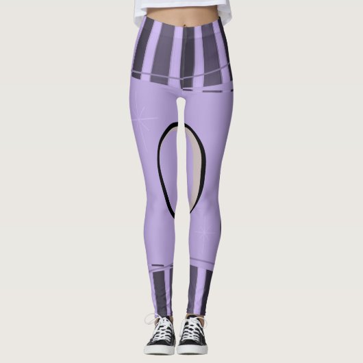 lila schwarze Frauen Leggings (Vorderseite)