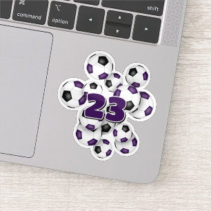lila schwarze Fußball-Sticker mit Trikotnummer Aufkleber