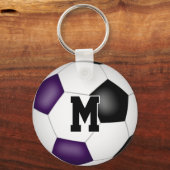 lila schwarze Fußballmannschaft färbt Sportgeschen Schlüsselanhänger (Rückseite)