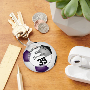 lila schwarze Fußballmannschaft färbt Sportgeschen Schlüsselanhänger