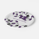 lila schwarze Fußballmannschaft - Geburtstagsparty Pappteller (Schrägansicht)