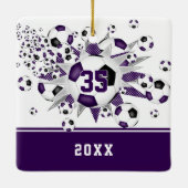 Lila schwarze Fußballstars personalisiert Keramikornament (Rückseite)