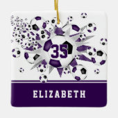 Lila schwarze Fußballstars personalisiert Keramikornament (Vorderseite)