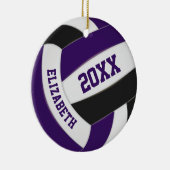 lila schwarze Girls - Mannschaft spielt Volleyball Keramik Ornament (Rechts)