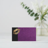 lila schwarze Goldlippenkarten Visitenkarte (Stehend Vorderseite)