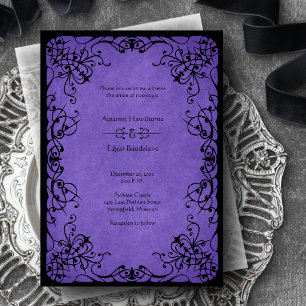 Lila-schwarze gotische Hochzeit Einladung