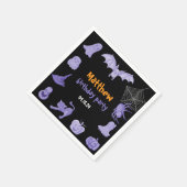 Lila schwarze Halloween-Geburtstagsparty Napkin Serviette (Ecke)