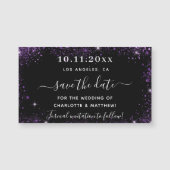 Lila Schwarze Hochzeit speichern den Datums-Magnet Magnetkarte (Vorderseite)