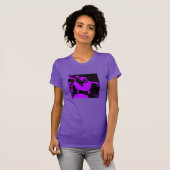 Lila Schwarze Katze T-Shirt (Vorne ganz)