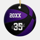 lila schwarze Kindermannschaft färbt Sake Basketba Keramik Ornament (Vorne)