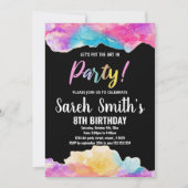 Lila Schwarze Kunst im Party Paint Birthday Einladung (Vorderseite)