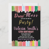 Lila Schwarze Kunst im Party Paint Birthday Einladung (Vorderseite)