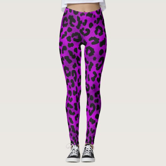 Lila Schwarze Leggings - Tierwerbung (Vorderseite)