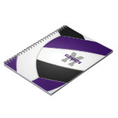 lila schwarze Mannschaft spielt Jungs Volleyball Notizblock (Linke Seite)