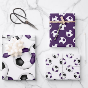 lila schwarze Mannschaftsfarben Fußball 3 pc Sorte Geschenkpapier Set