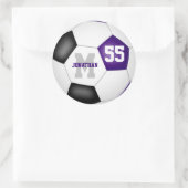 lila schwarze Mannschaftsfarben Fußball personalis Runder Aufkleber (Tasche)